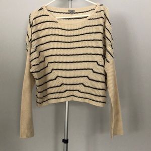 Charlotte Russe Beige and Black Striped Boxy Sweater Size Medium